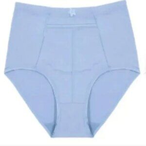 Women's High Waisted Zippered Front Pocket Pastel Girdle Panties Briefs Blue- S
